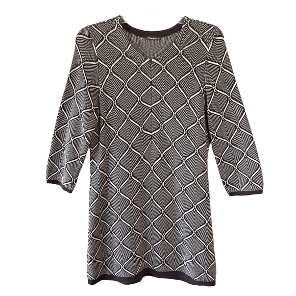 J. McLAUGHLIN Size Large Brown Knit Front Zip Long Sleeve Tunic Sweater Dress - Picture 1 of 6